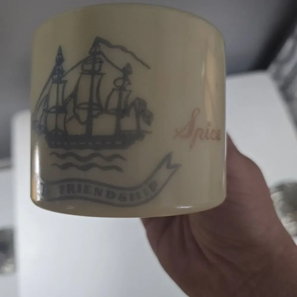 VTG Shaving Mug Old Spice Ship Friendship Custard Glass Shulton EARLY AMERICAN